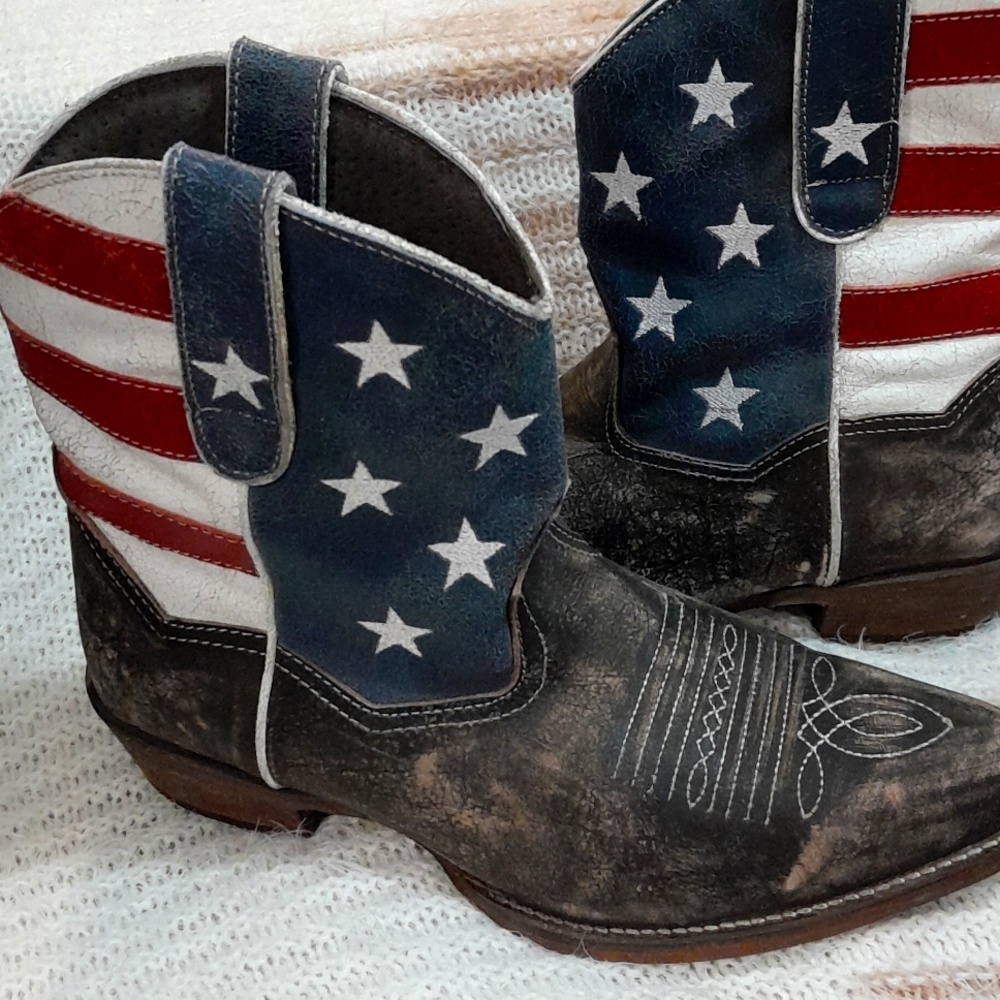 Roper 100% leather Patriotic boots sz8.5
